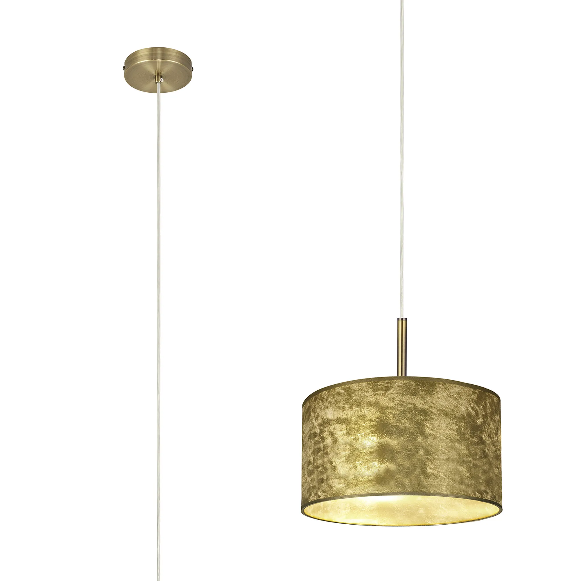 DK0826  Baymont 30cm 1 Light Pendant Antique Brass; Gold Leaf